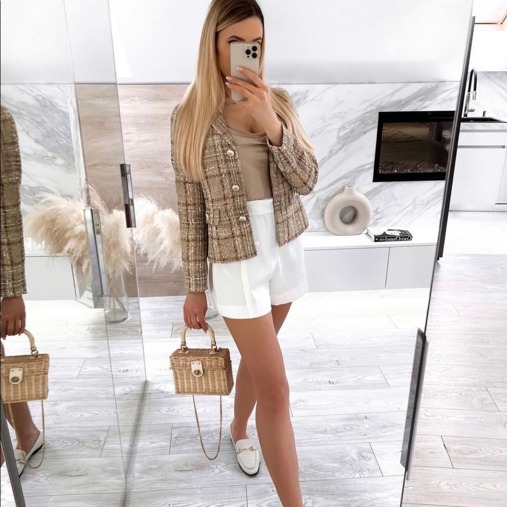 ZARA CROPPED TEXTURED BLAZER